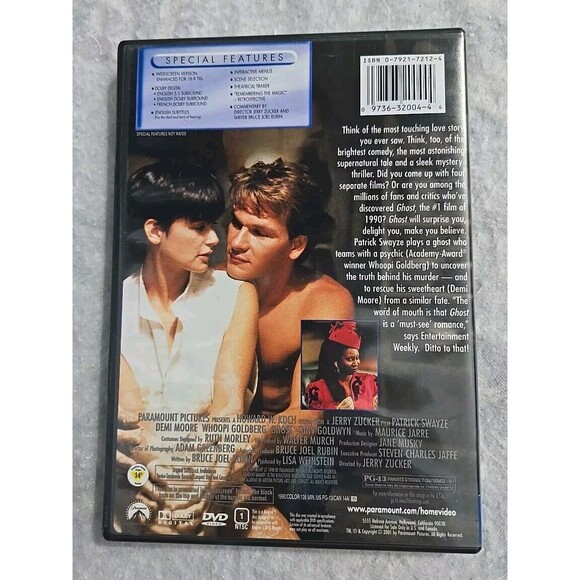DVD Ghost (DVD, 2001) Patrick Swayze Demi Moore Whoopi Goldberg Romantic Comedy - Picture 2 of 5